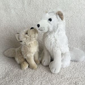 Unipak Lot Of Two Artic Fox Wolf Plush Realistic Zoo Stuffed Animal